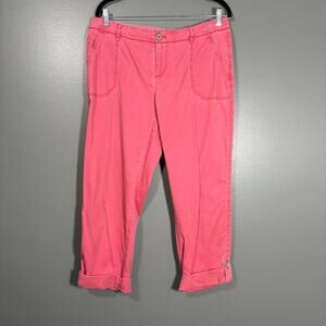 J Jill Women's Pink Beach Roll Tab Leg Capri Pants - Size 12 - Casual Resort